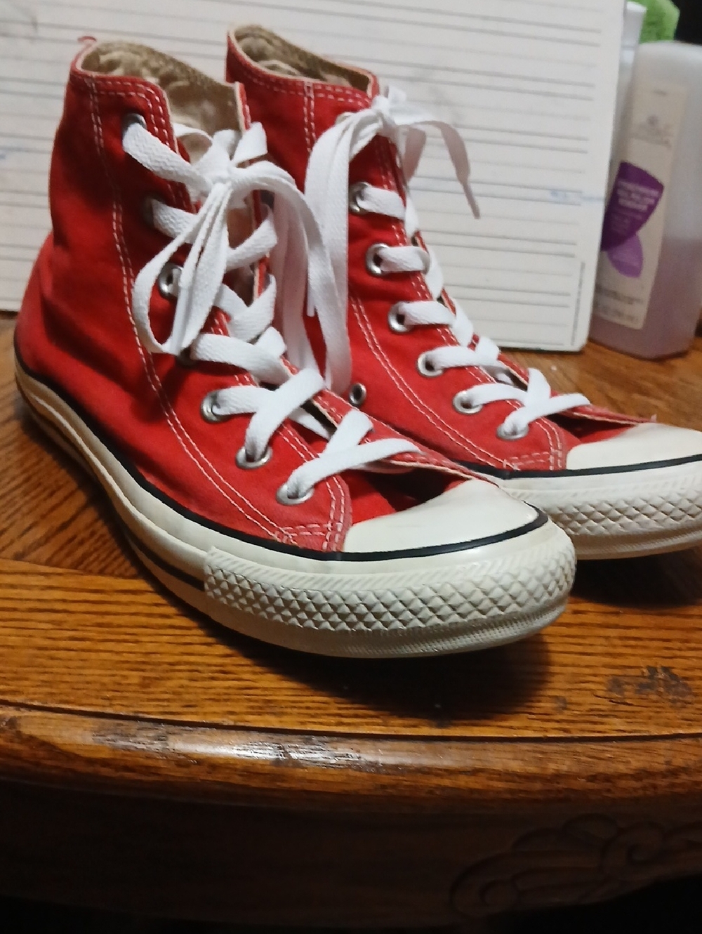 Converse C.Taylor Red High-Top Canvas Sneakers with White Laces,sz.6